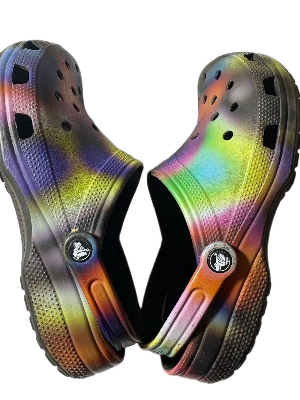 CROCS Women's Iridescent Rainbow Clog - Black Base